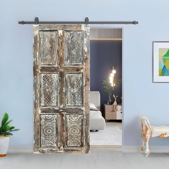 Floral Geometric Carved Door Rustic Farmhouse Statement Doors